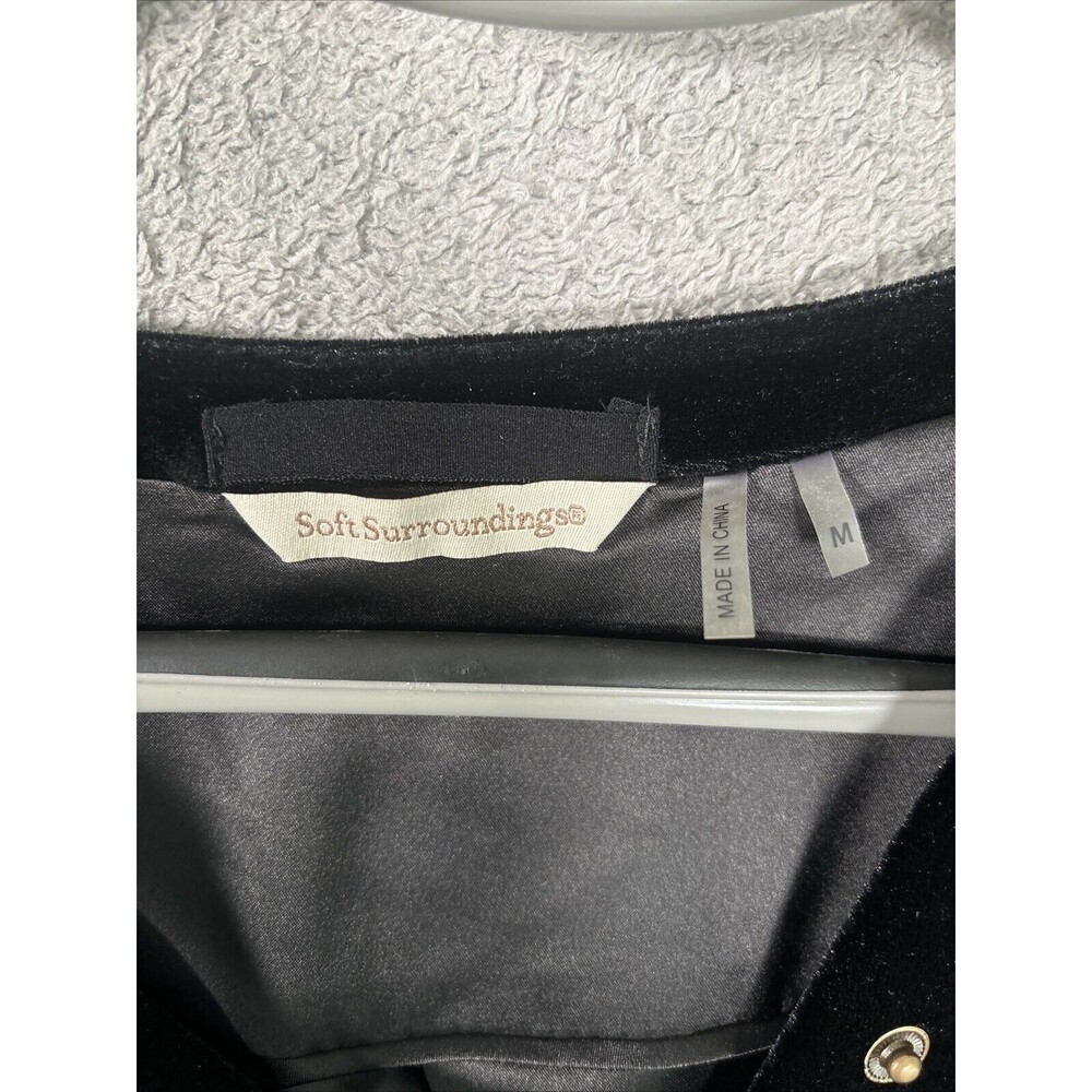 Soft Surroundings Women’s Size Medium Full Zip Velvet Velour Jacket Black Goth - Picture 3 of 12